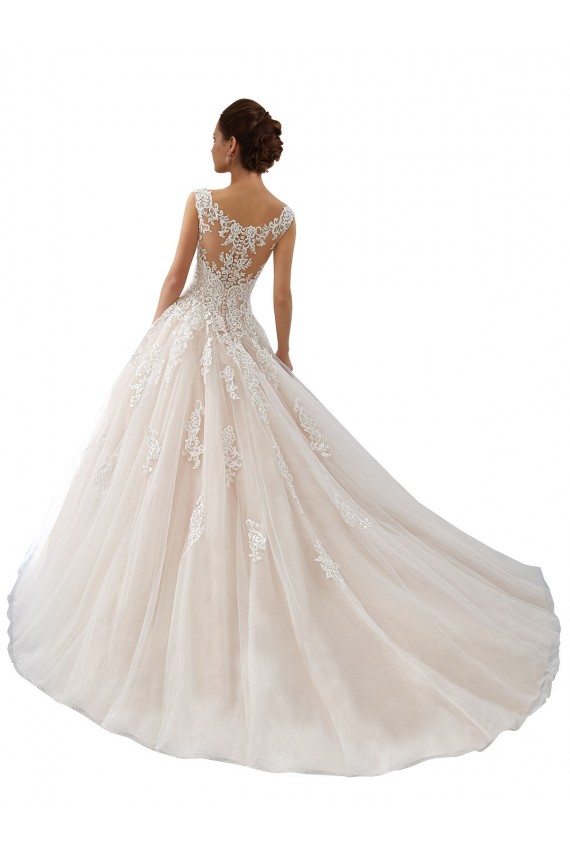 Elfenbein & Champagner Prinzessin Kapelle-schleppe Tüll Spitze Brautkleider Websites