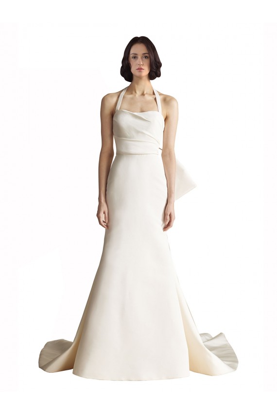 Elfenbein Meerjungfrau Neckholder Kapelle-schleppe Satin Strand Brautkleider Websites