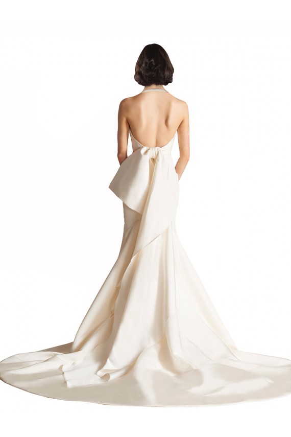 Elfenbein Meerjungfrau Neckholder Kapelle-schleppe Satin Strand Brautkleider Websites