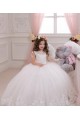 Elfenbein Prinzessin Kapelle-schleppe Tüll Spitze Lange Blumenmädchenkleider Websites