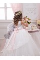 Elfenbein Prinzessin Kapelle-schleppe Tüll Spitze Lange Blumenmädchenkleider Websites