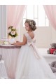 Elfenbein Prinzessin Kapelle-schleppe Tüll Spitze Lange Blumenmädchenkleider Websites