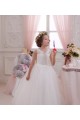 Elfenbein Prinzessin Stehkragen Ausschnitt Tüll Spitze Lange Blumenmädchenkleider Websites