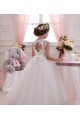 Elfenbein Prinzessin Stehkragen Ausschnitt Tüll Spitze Lange Blumenmädchenkleider Websites