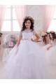 Elfenbein Prinzessin Tüll Spitze Lange Blumenmädchenkleider Websites
