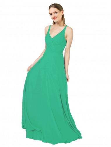 Emerald Etui V-Ausschnitt Chiffon Lange Brautjungfernkleider Websites