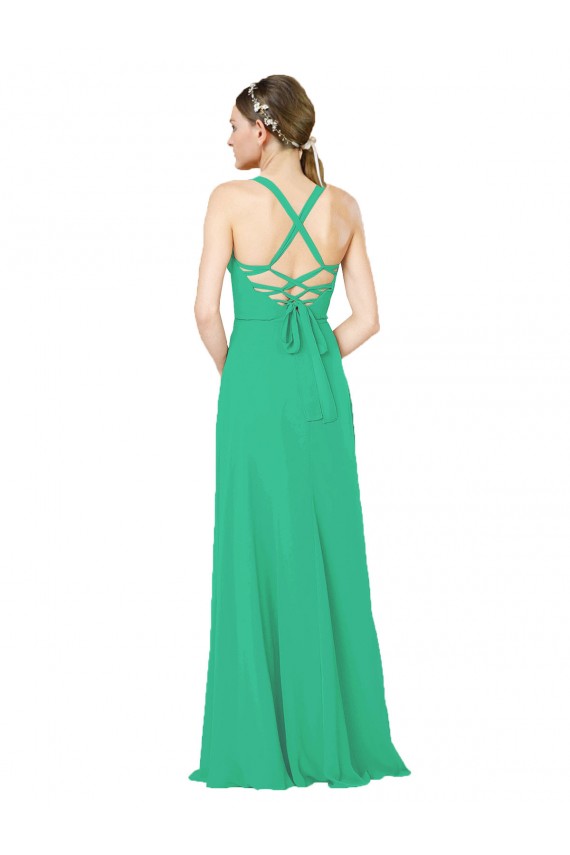 Emerald Etui V-Ausschnitt Chiffon Lange Brautjungfernkleider Websites