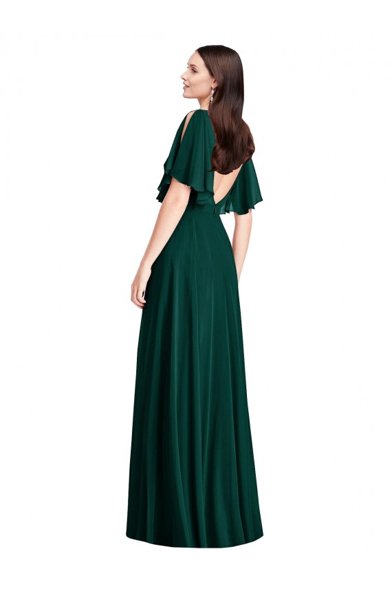 Evergrün A-Linien Chiffon Lange Brautjungfernkleider Websites