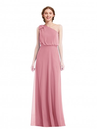 Hautrosa A-Linien Eine-Schulter Chiffon Lange Brautjungfernkleider Websites