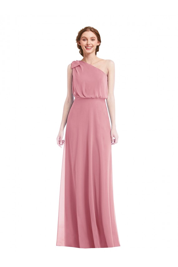 Hautrosa A-Linien Eine-Schulter Chiffon Lange Brautjungfernkleider Websites