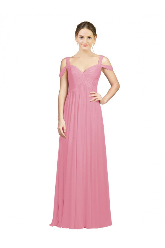 Hautrosa A-Linien Off-Schulter Chiffon Lange Brautjungfernkleider Websites
