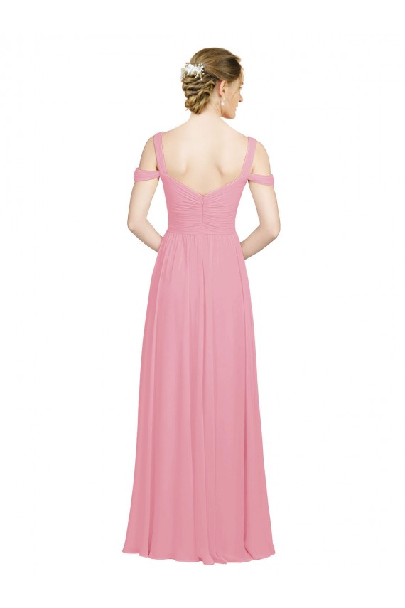Hautrosa A-Linien Off-Schulter Chiffon Lange Brautjungfernkleider Websites