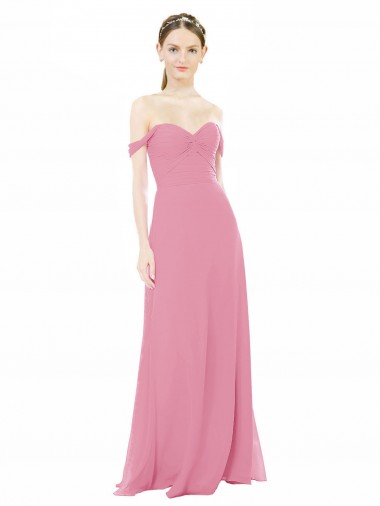 Hautrosa A-Linien Off-Schulter Chiffon Lange Brautjungfernkleider Websites