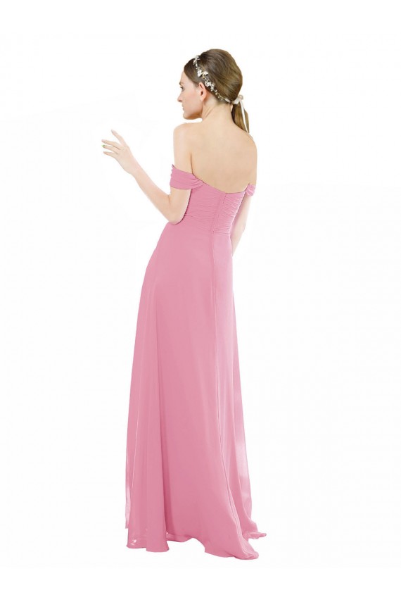 Hautrosa A-Linien Off-Schulter Chiffon Lange Brautjungfernkleider Websites