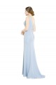 Helles Himmelblau A-Linien Bootshals Stehkragen Ausschnitt Chiffon Lange Brautjungfernkleider Websites