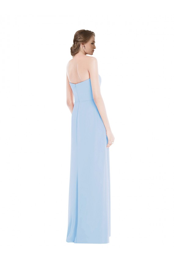 Helles Himmelblau A-Linien Chiffon Lange Brautjungfernkleider Websites