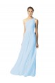 Helles Himmelblau A-Linien Eine-Schulter Chiffon Lange Brautjungfernkleider Websites