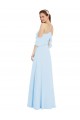 Helles Himmelblau A-Linien Neckholder Chiffon Lange Brautjungfernkleider Websites