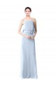 Helles Himmelblau A-Linien Neckholder Chiffon Lange Brautjungfernkleider Websites