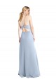 Helles Himmelblau A-Linien Neckholder Chiffon Lange Brautjungfernkleider Websites