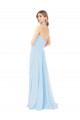 Helles Himmelblau A-Linien Neckholder Stehkragen Ausschnitt Chiffon Lange Brautjungfernkleider Websites