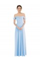 Helles Himmelblau A-Linien Off-Schulter Chiffon Lange Formale Brautjungfernkleider / Abendkleider Websites