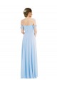 Helles Himmelblau A-Linien Off-Schulter Chiffon Lange Formale Brautjungfernkleider / Abendkleider Websites
