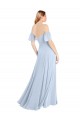 Helles Himmelblau A-Linien Off-Schulter Quadrat Ausschnitt Chiffon Lange Brautjungfernkleider Websites