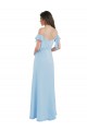 Helles Himmelblau A-Linien Spaghetti-Träger Chiffon Lange Brautjungfernkleider Websites