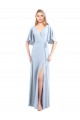 Helles Himmelblau A-Linien V-Ausschnitt Chiffon Lange Brautjungfernkleider Websites