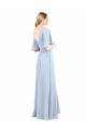 Helles Himmelblau A-Linien V-Ausschnitt Chiffon Lange Brautjungfernkleider Websites