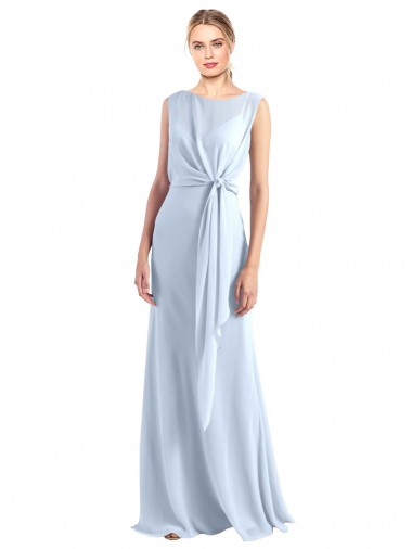 Helles Himmelblau A-Linien V-Ausschnitt Chiffon Lange Brautjungfernkleider Websites