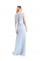 Helles Himmelblau A-Linien V-Ausschnitt Chiffon Lange Brautjungfernkleider Websites
