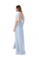Helles Himmelblau A-Linien V-Ausschnitt Chiffon Lange Brautjungfernkleider Websites