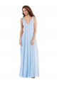 Helles Himmelblau A-Linien V-Ausschnitt Chiffon Lange Brautjungfernkleider Websites