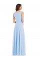 Helles Himmelblau A-Linien V-Ausschnitt Chiffon Lange Brautjungfernkleider Websites