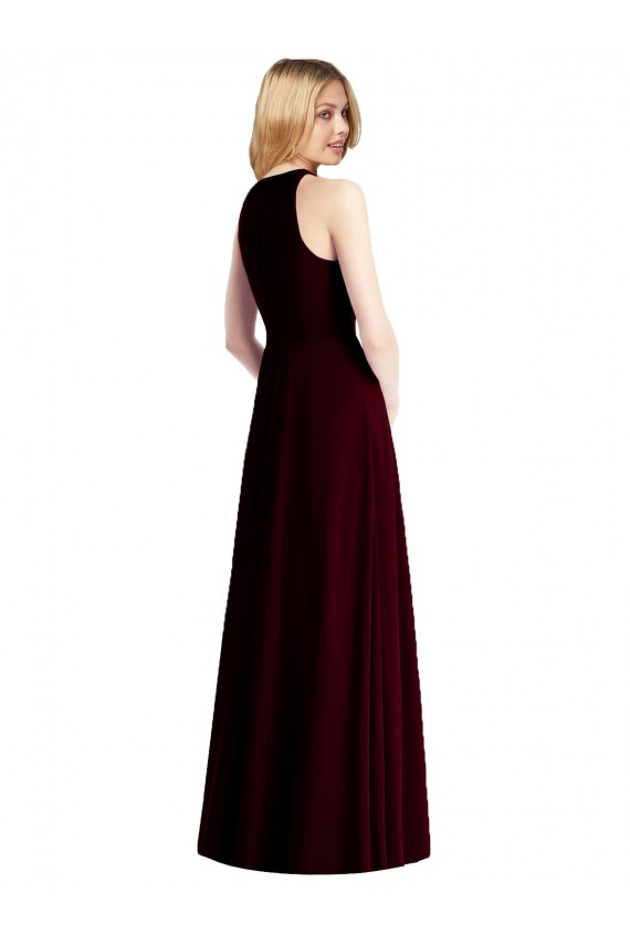 Helles Himmelblau Trompete Neckholder Chiffon Lange Brautjungfernkleider Websites