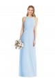 Helles Himmelblau Trompete Neckholder Chiffon Lange Brautjungfernkleider Websites