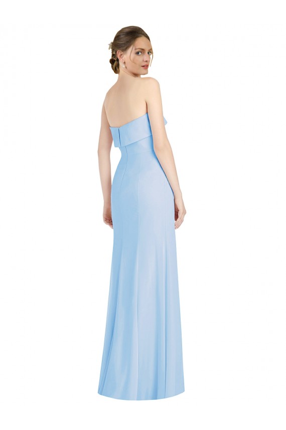Helles Himmelblau Trompete Trägerlos Chiffon Lange Formale Brautjungfernkleider / Abendkleider Websites