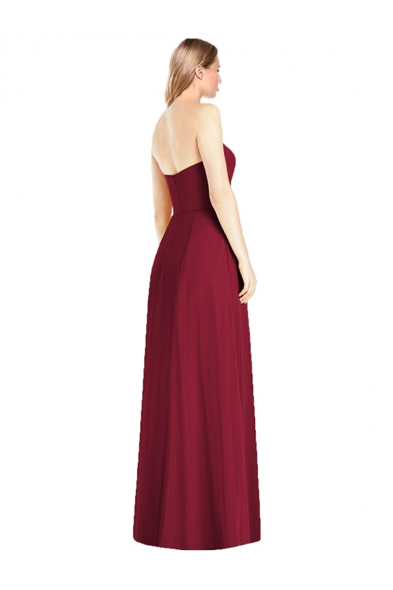 Hot Rosa Trompete V-Ausschnitt Trägerlos Chiffon Lange Brautjungfernkleider Websites