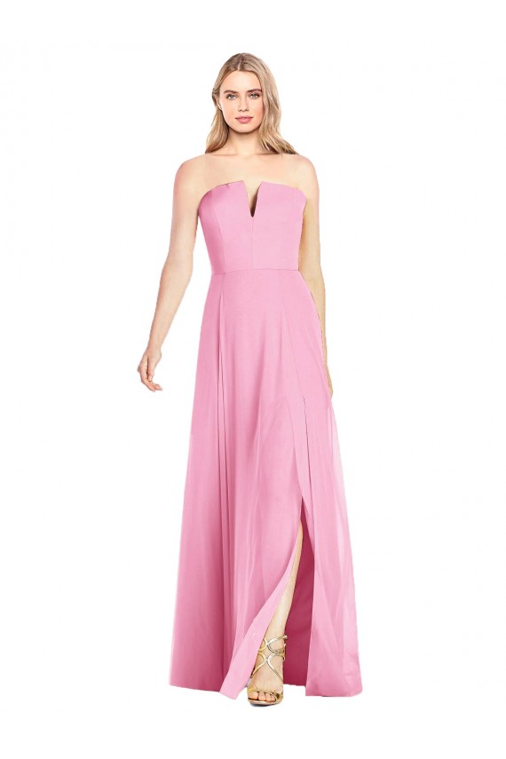 Hot Rosa Trompete V-Ausschnitt Trägerlos Chiffon Lange Brautjungfernkleider Websites