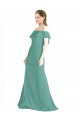 Isländisches Silber A-Linien Off-Schulter Chiffon Lange Brautjungfernkleider Websites