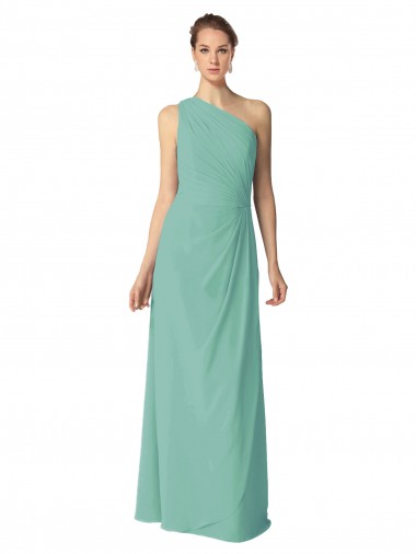 Jade A-Linien Eine-Schulter Chiffon Lange Brautjungfernkleider Websites