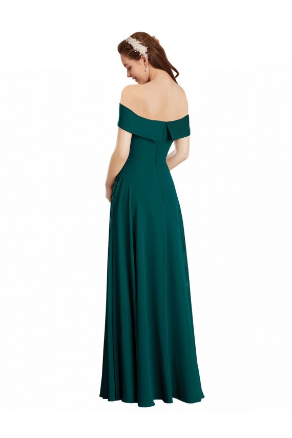 Jagdgrün A-Linien Off-Schulter Chiffon Lange Brautjungfernkleider Websites