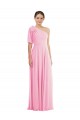 Kaum Rosa Trompete Eine-Schulter Chiffon Lange Brautjungfernkleider Websites