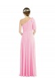 Kaum Rosa Trompete Eine-Schulter Chiffon Lange Brautjungfernkleider Websites