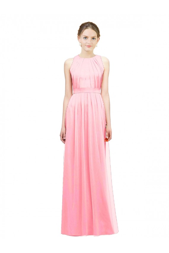 Lachs A-Linien Neckholder Chiffon Lange Brautjungfernkleider Websites