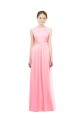 Lachs A-Linien Neckholder Chiffon Lange Brautjungfernkleider Websites