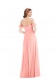 Lachs A-Linien Off-Schulter Chiffon Lange Brautjungfernkleider Websites