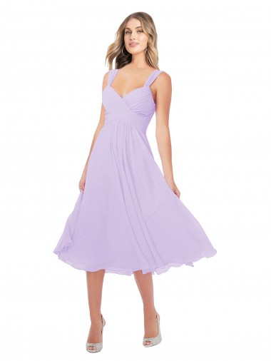 Lila A-Linien Midi Chiffon Kurze Brautjungfernkleider / Cocktailkleider / Heimkehr Kleider Websites